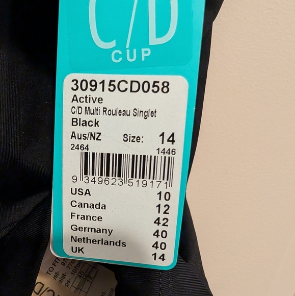 Seafolly Women's Black Solid Strappy Singlet Tankini Swim Top - Picture 2 of 8